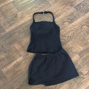 Lands End black tankini and swim skirt
